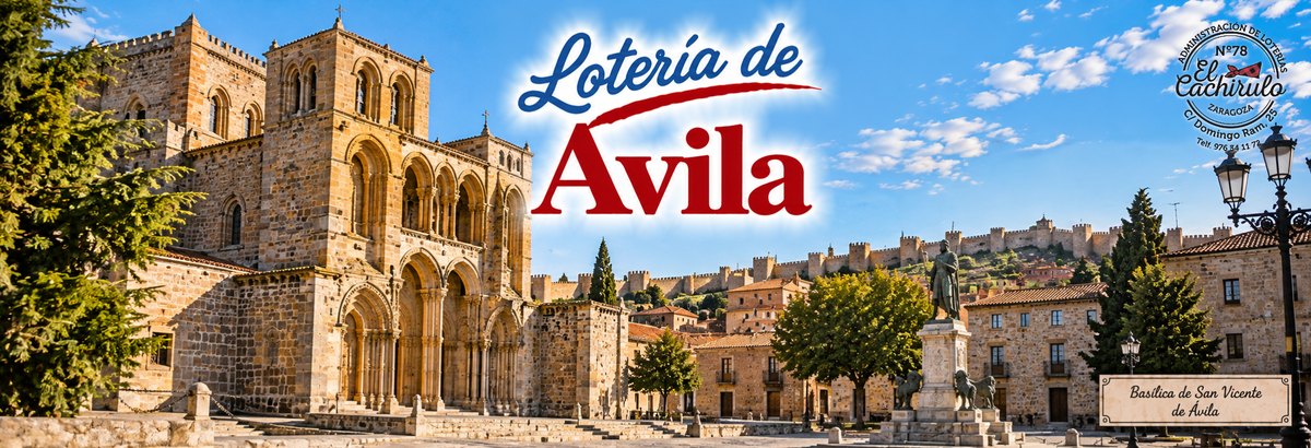 Bas&iacute;lica de San Vicente de &Aacute;vila con las murallas al fondo, con el sello de la Administraci&oacute;n de Loter&iacute;as n&ordm; 78 El Cachirulo