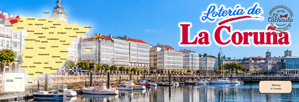 Mapa de Espa&ntilde;a con la provincia de La Coru&ntilde;a se&ntilde;alada y las galer&iacute;as de la Marina de La Coru&ntilde;a