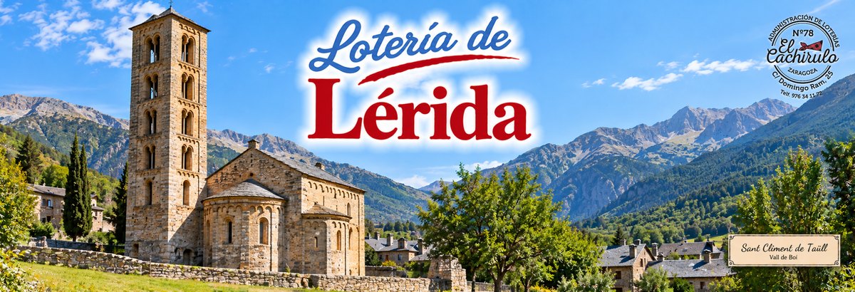 La iglesia de Sant Climent de Ta&uuml;ll, en la Vall de Bo&iacute;, con los Pirineos al fondo