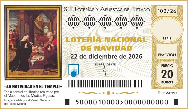 D&eacute;cimo oficial de la Loter&iacute;a de Navidad de 2026