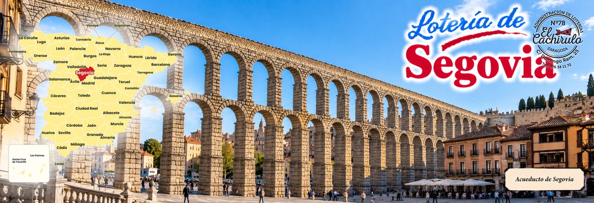 Mapa de Espa&ntilde;a con la provincia de Segovia se&ntilde;alada y el Acueducto de Segovia