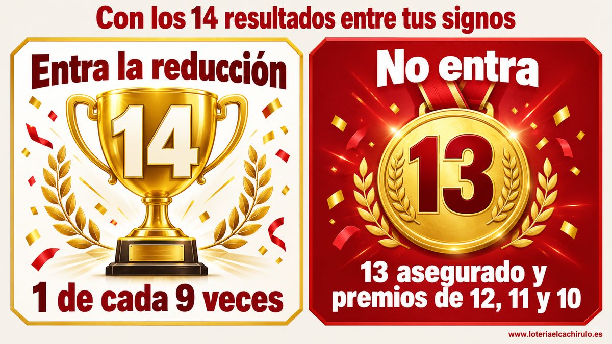 Qu&eacute; pasa cuando entra y cuando no entra la reducida de 4 triples al 13: el 14 una de cada nueve veces o, si no, el 13 asegurado con premios de 12, 11 y 10