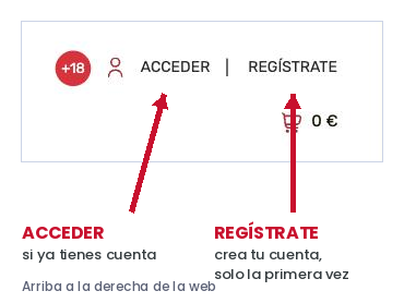 Dónde están los botones ACCEDER y REGÍSTRATE en la web de Lotería El Cachirulo
